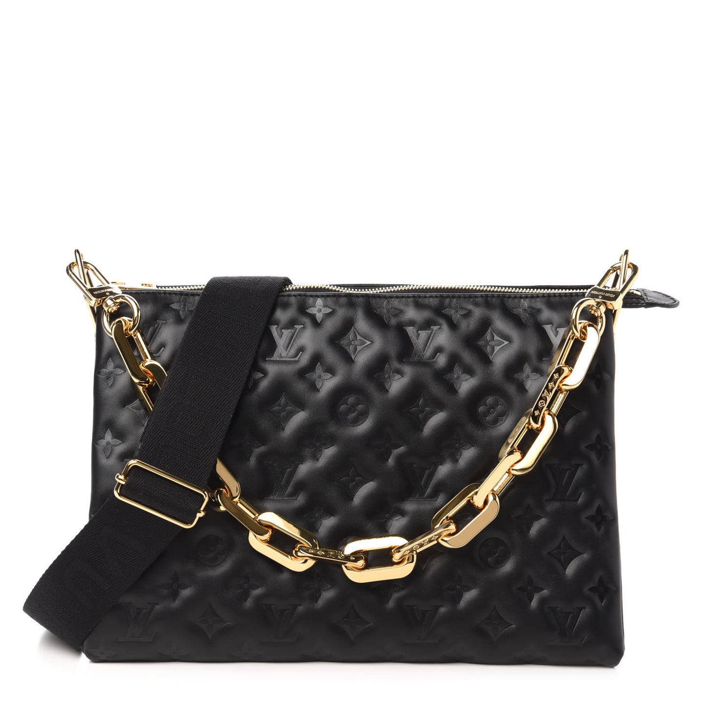 Lambskin Embossed Monogram Coussin MM Black