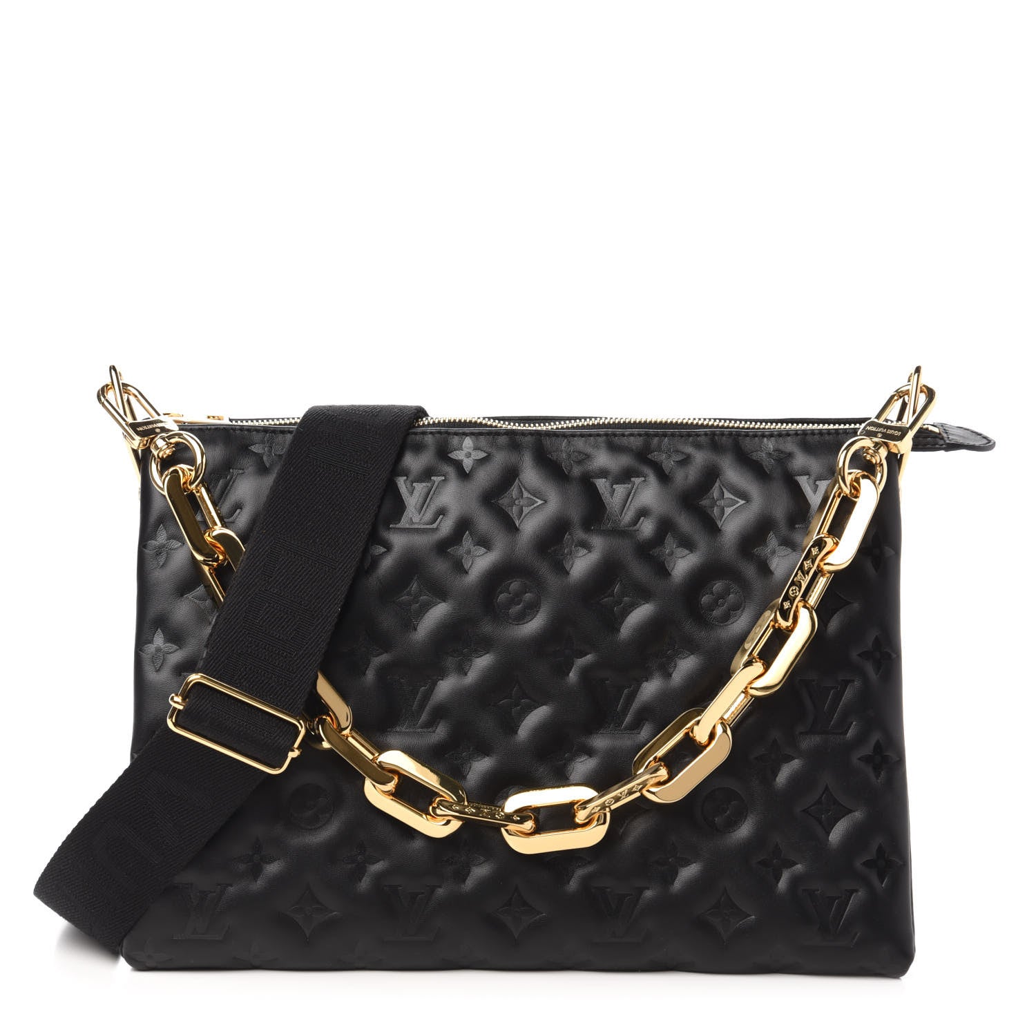 Louis Vuitton Lambskin Embossed Monogram Coussin MM Black 1 of 10