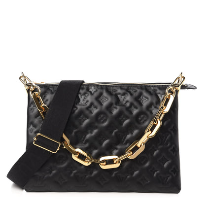 Louis Vuitton Lambskin Embossed Monogram Coussin MM Black 1 of 10