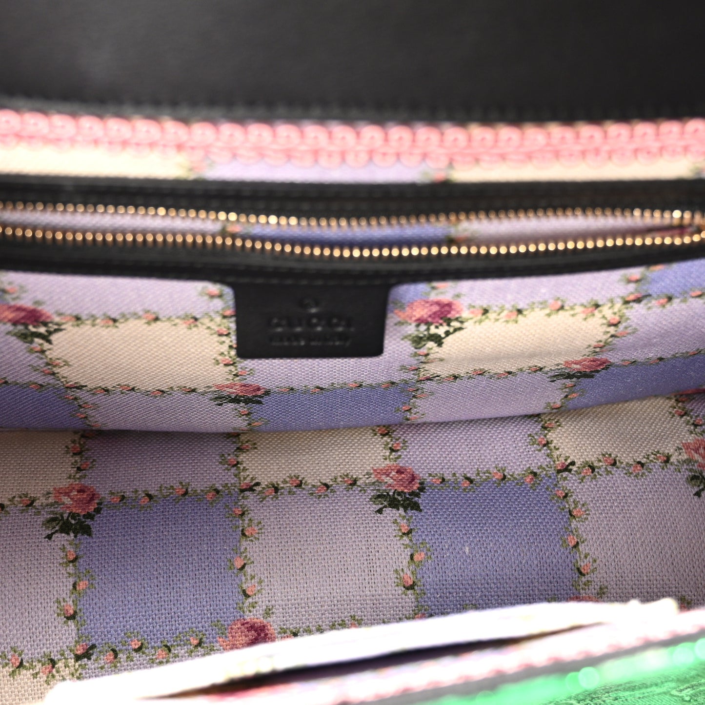 Jacquard Floral Web Medium Sylvie Top Handle Bag Green Black