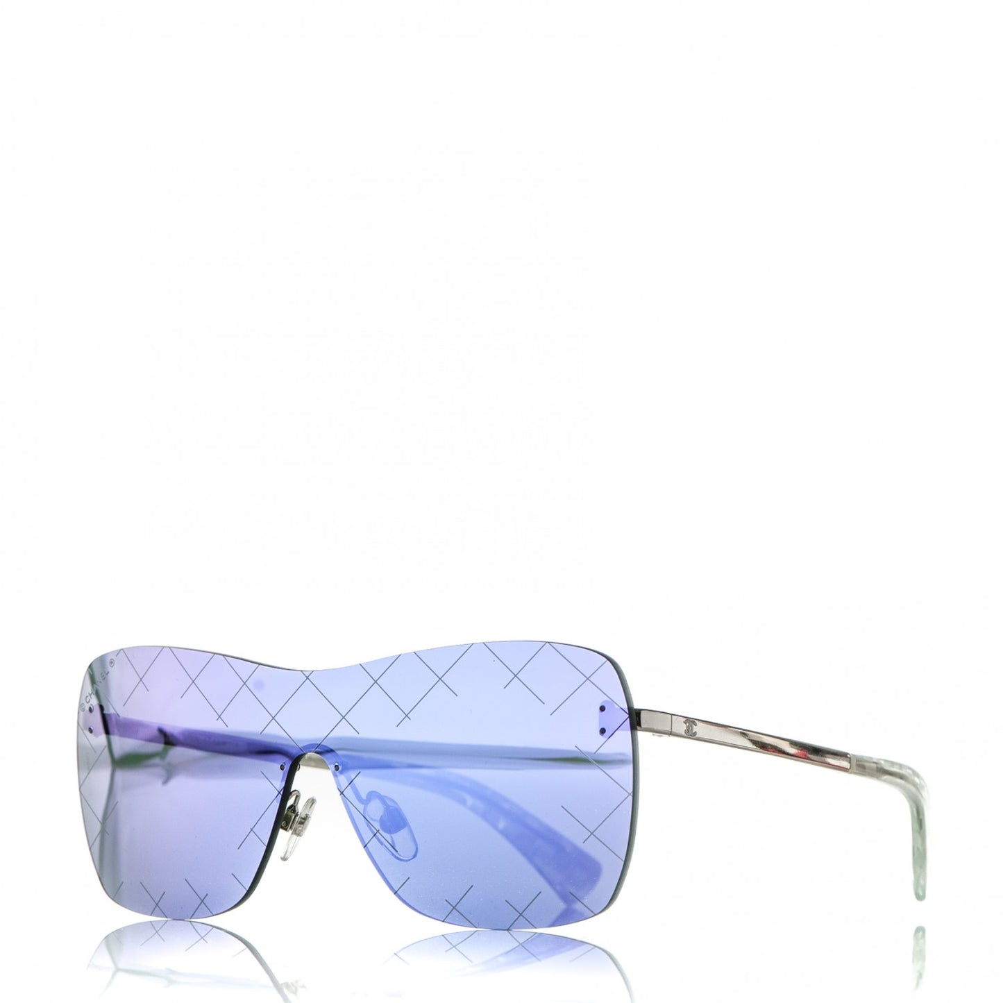 Metal Shield Runway Sunglasses 4215 Silver Purple
