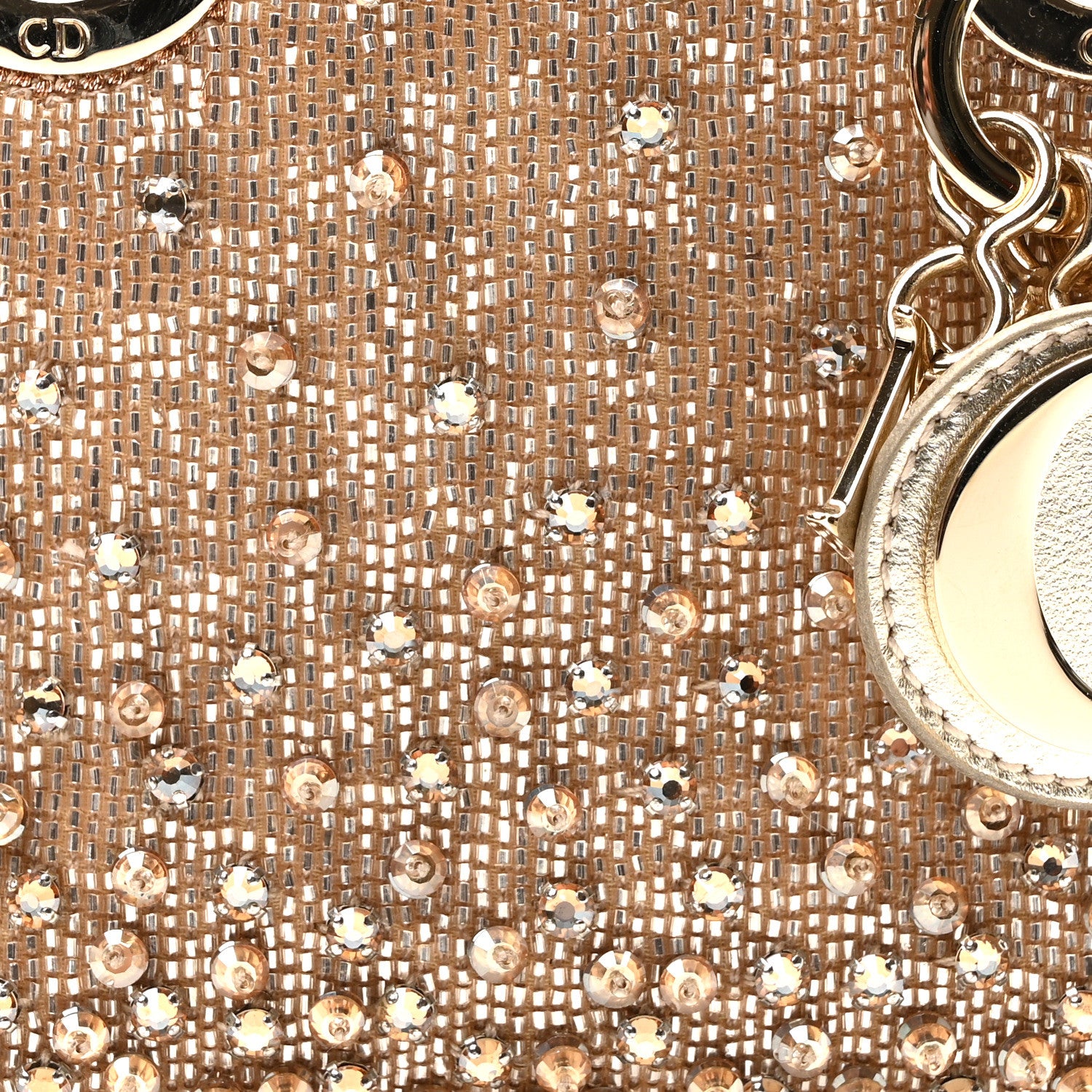 Christian Dior Metallic Lambskin Crystal Beaded Embroidered Micro Lady Dior Gold 8 of 11