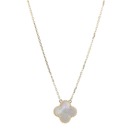 Van Cleef & Arpels 18K Yellow Gold Mother of Pearl Vintage Alhambra Pendant Necklace 1 of 6