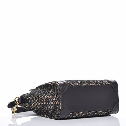 Celine Smooth Calfskin Tweed Micro Luggage Black 5 of 8