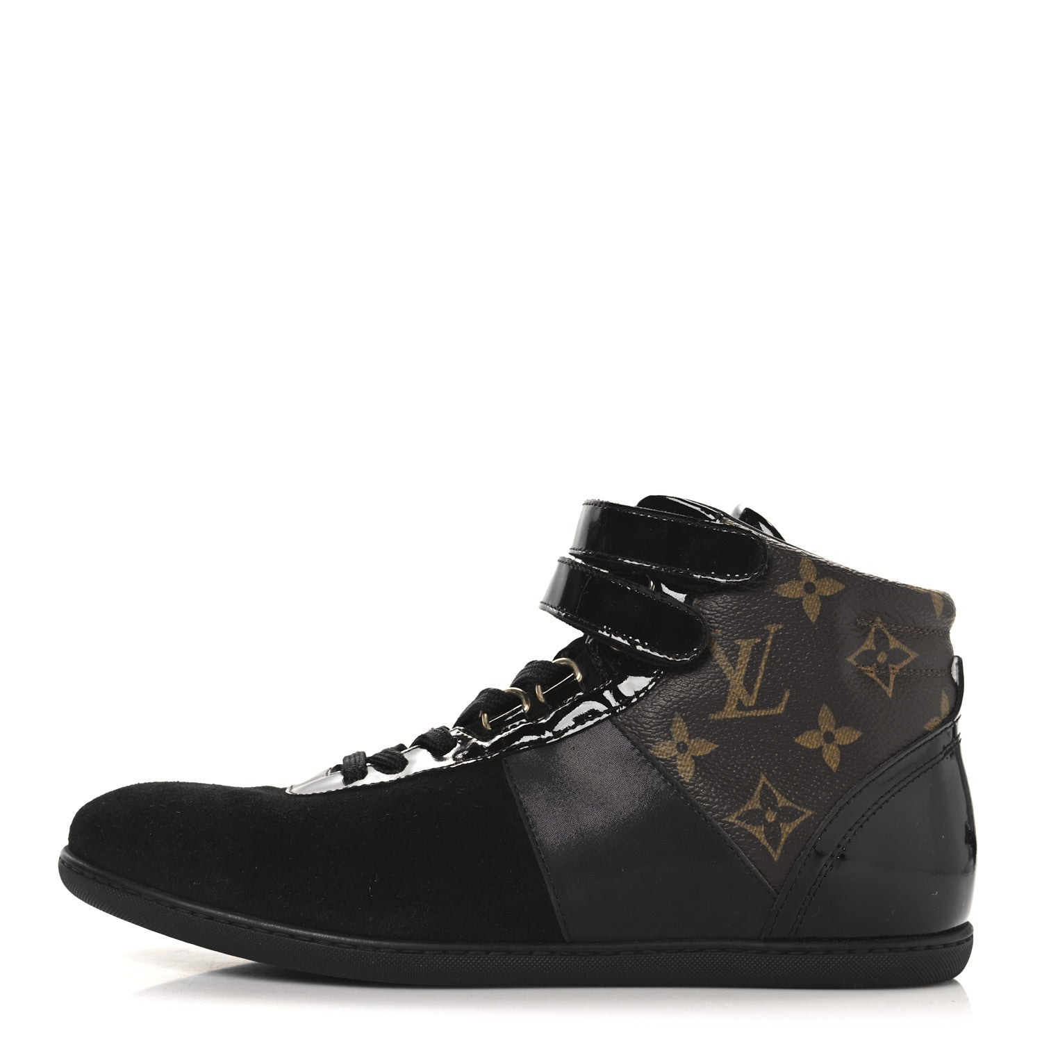 Louis Vuitton Suede Patent Monogram Move Up Sneakers 36.5 Black 1 of 8
