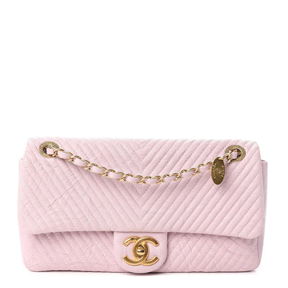 Chanel Wrinkled Lambskin Chevron Quilted Medium Flap Light Pink 1 of 11