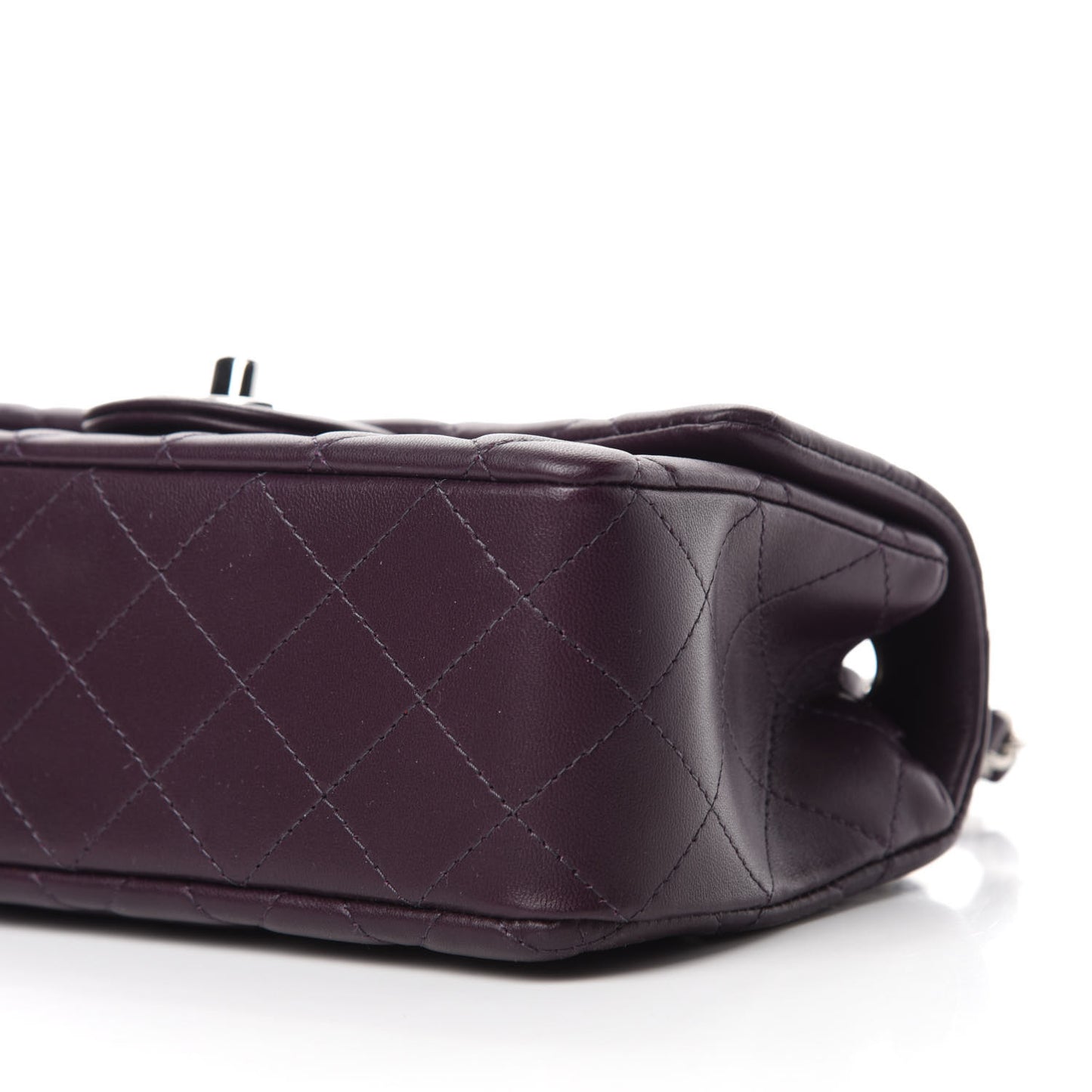 Lambskin Quilted Mini Rectangular Flap Dark Purple