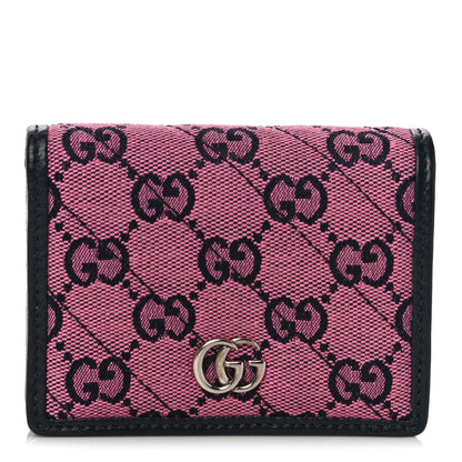 Gucci Monogram Multicolor Matelasse Diagonal GG Marmont Card Case Wallet Pink Blue 1 of 10