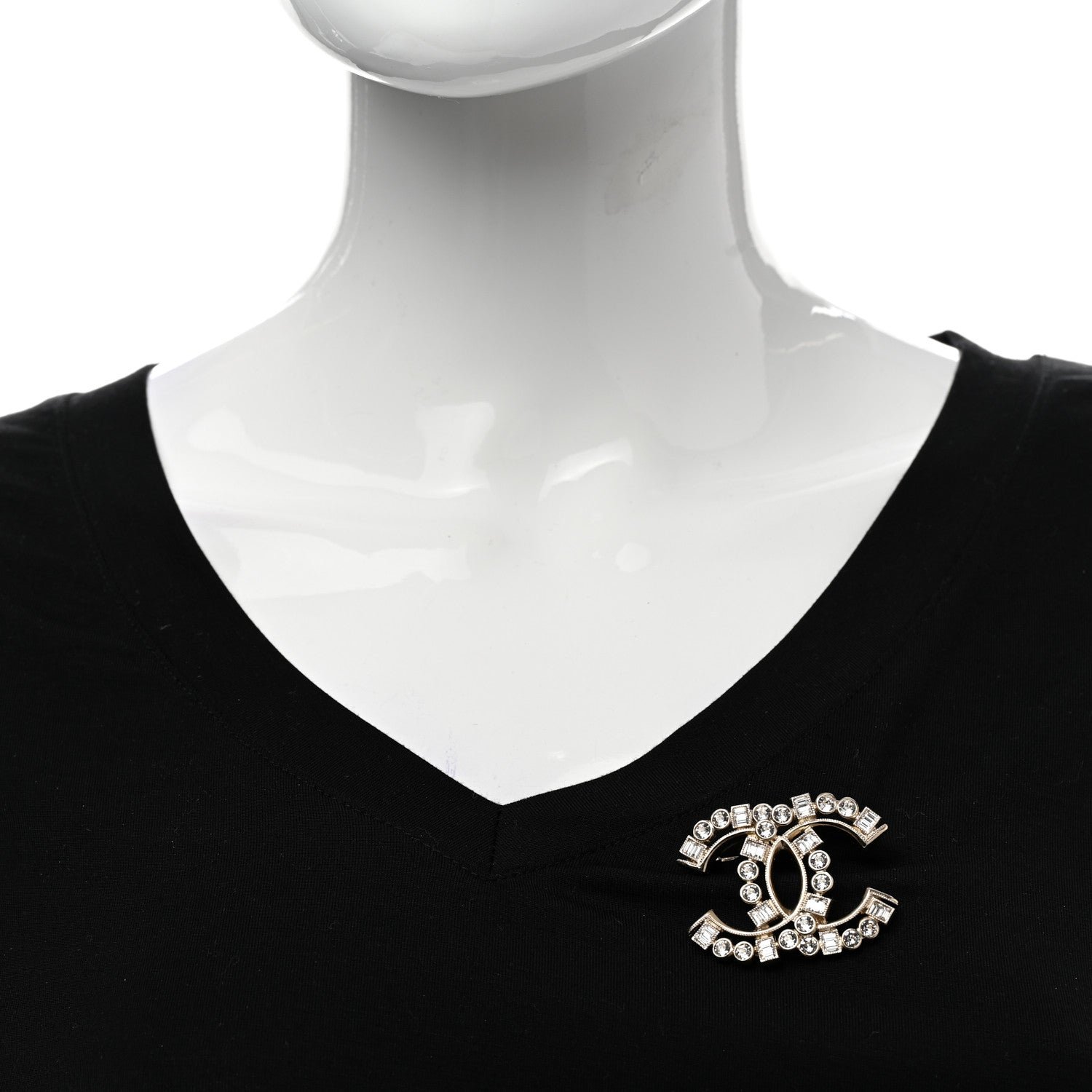 Chanel Baguette Crystal CC Brooch Gold 2 of 4