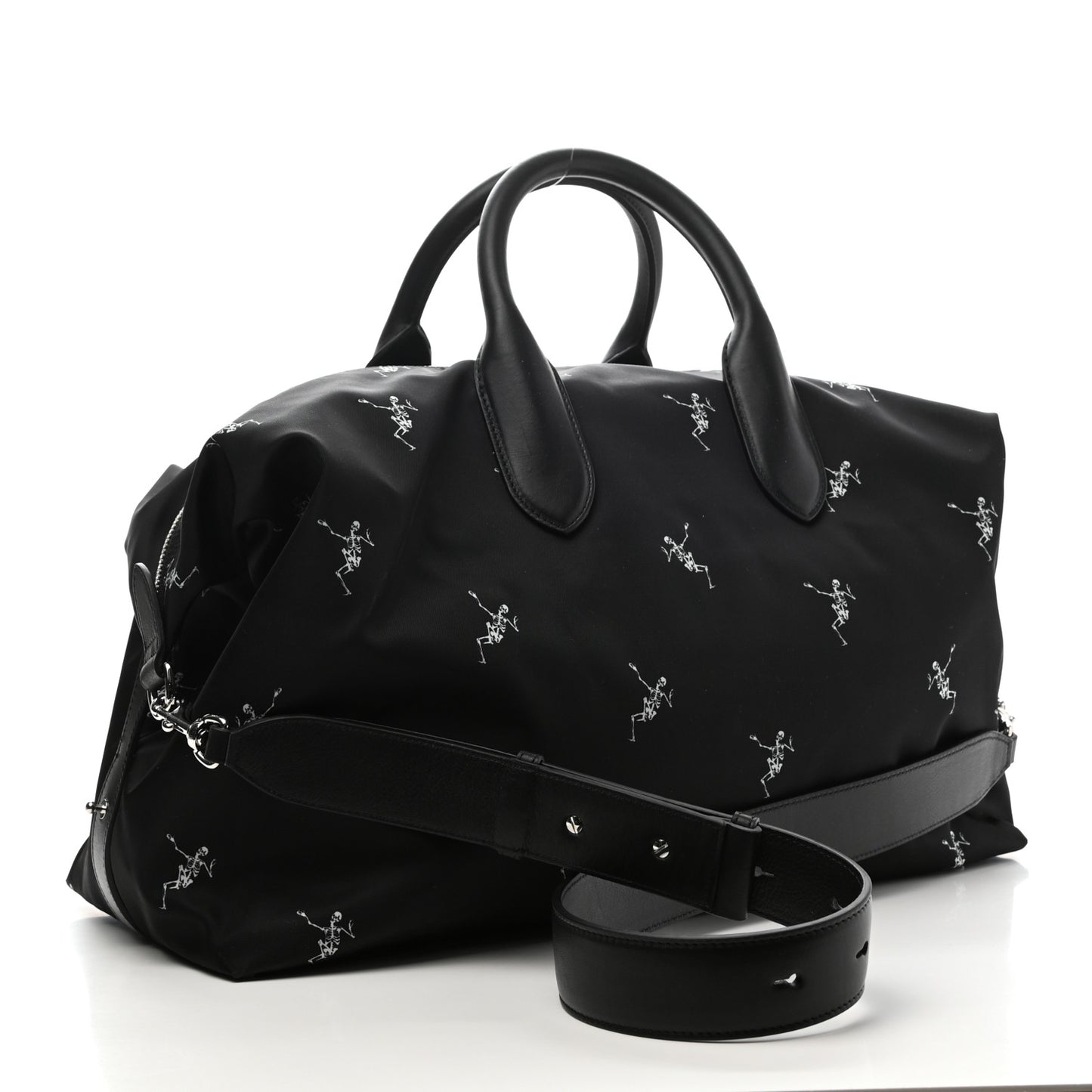 Nylon Dancing Skeleton Duffle Black White
