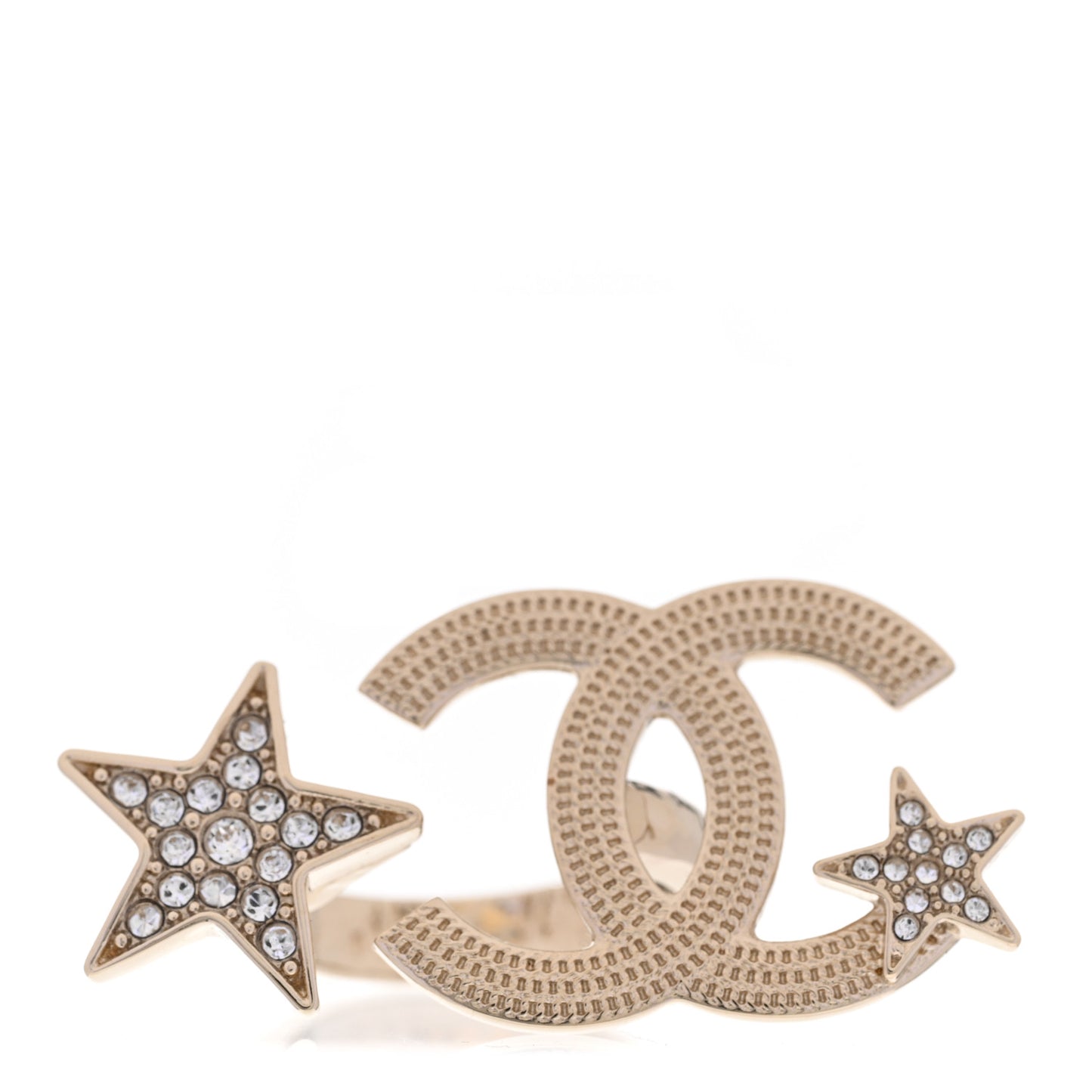 Metal Crystal Textured CC Star Ring 52 6 Gold