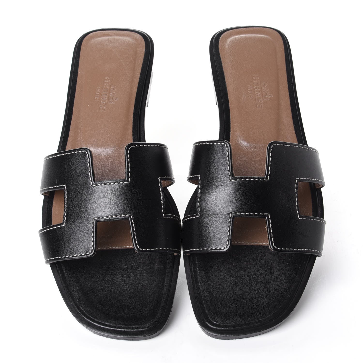 Hermes Box Calfskin Oran Sandals 36 Black 5 of 10
