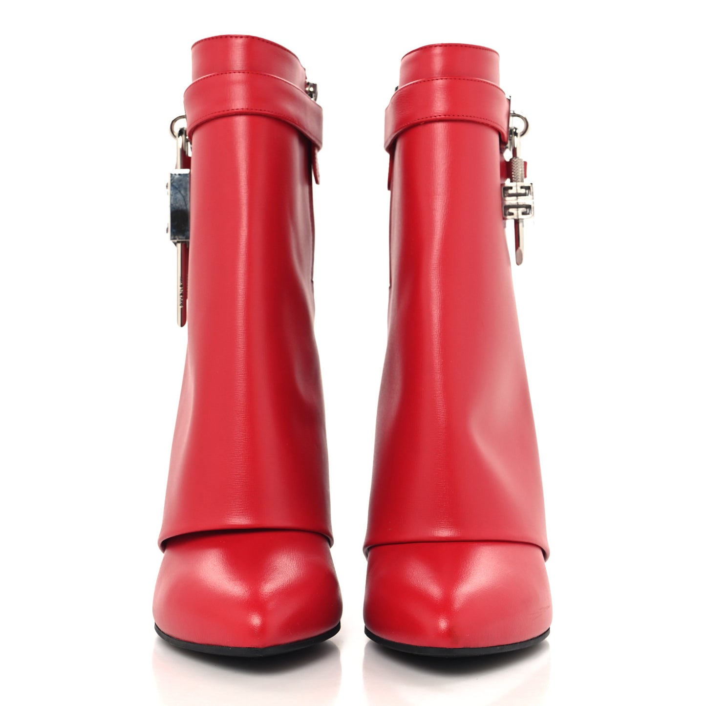 Calfskin Shark Lock Ankle Boots 37 Red