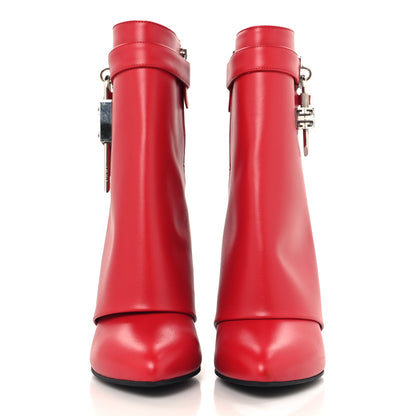 Givenchy Calfskin Shark Lock Ankle Boots 37 Red 3 of 10