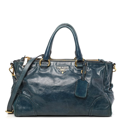 Prada Vitello Shine Shopping Satchel Denim 1 of 4