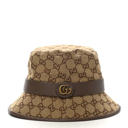 Gucci Monogram Textured Dollar Calfskin GG Jago Bucket Hat M Cacao Beige 3 of 9
