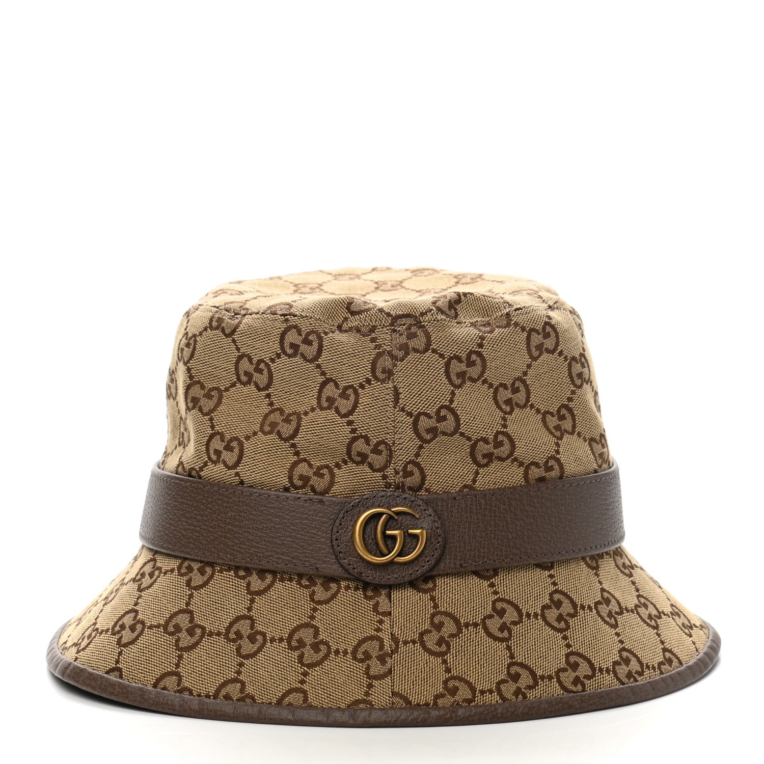 Gucci Monogram Textured Dollar Calfskin GG Jago Bucket Hat M Cacao Beige 3 of 9