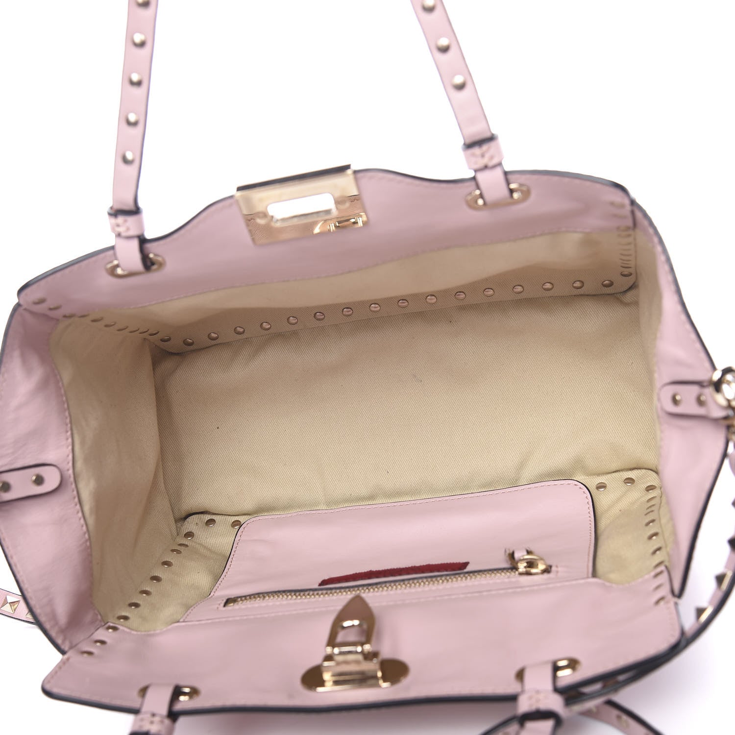 Valentino Garavani Vitello Small Rockstud Tote Water Rose 4 of 10