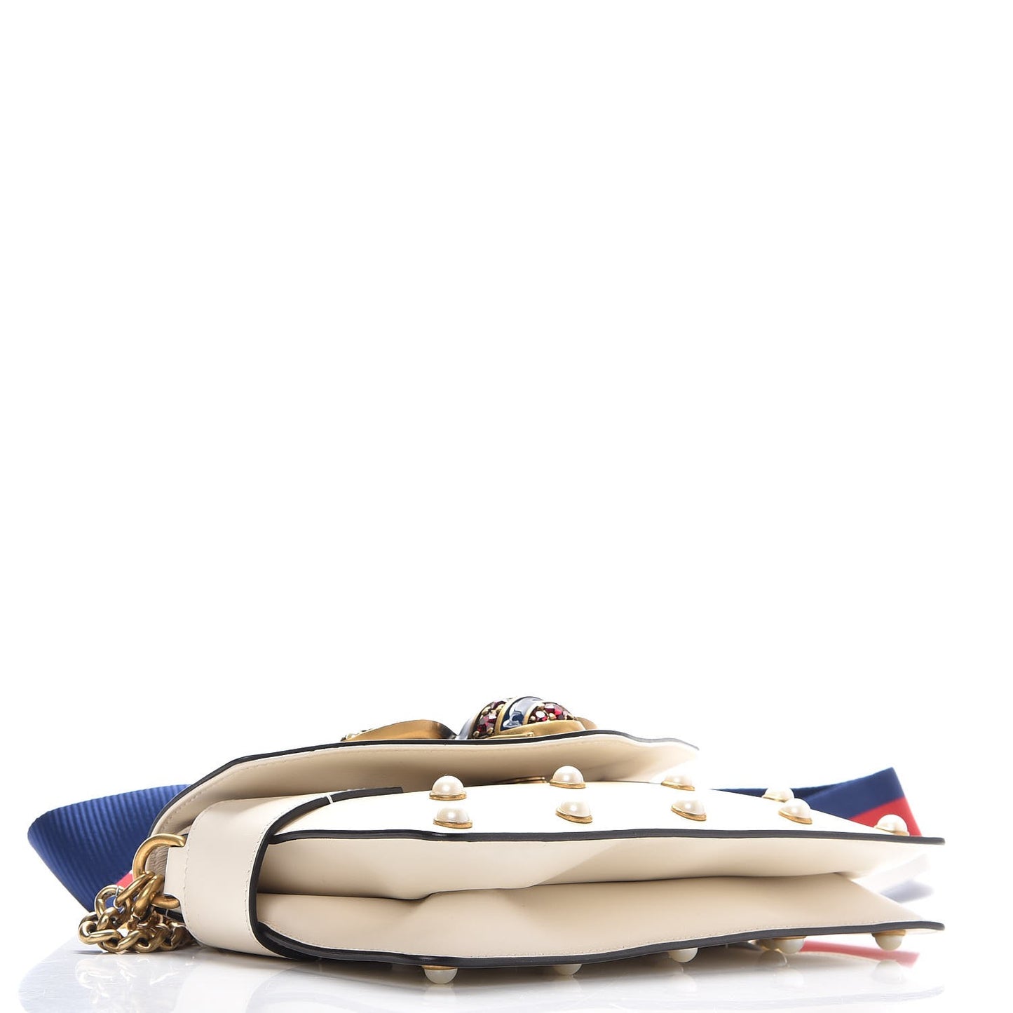 Nappa Pearl Studded Mini Queen Margaret Broadway Shoulder Bag Mystic White