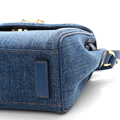 Versace Denim Small La Medusa Chain Top Handle Handbag Navy Blue 8 of 8