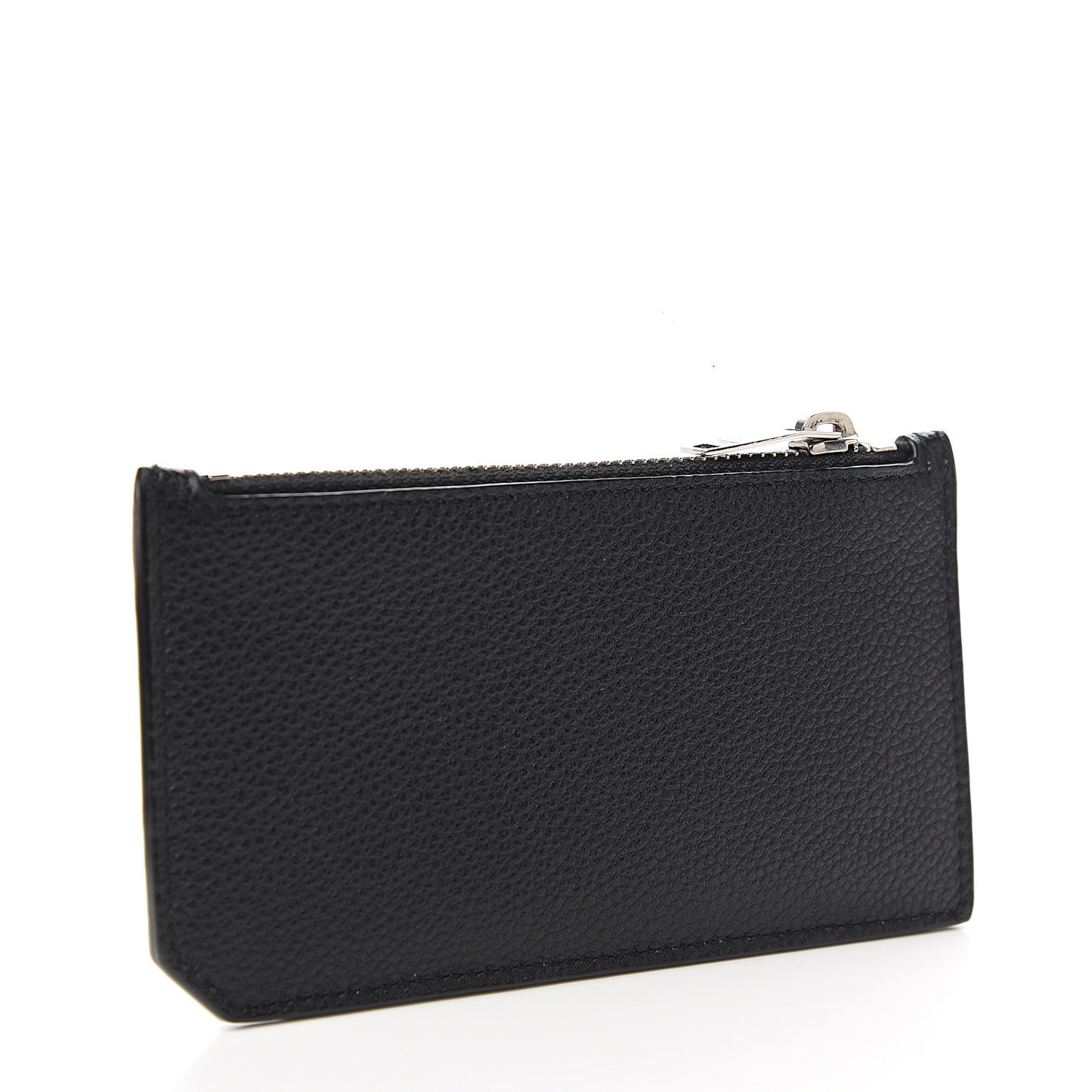 Grained Calfskin 5 Fragments Zip Pouch Card Holder Black
