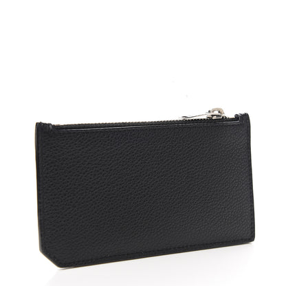 Saint Laurent Grained Calfskin 5 Fragments Zip Pouch Card Holder Black 2 of 6