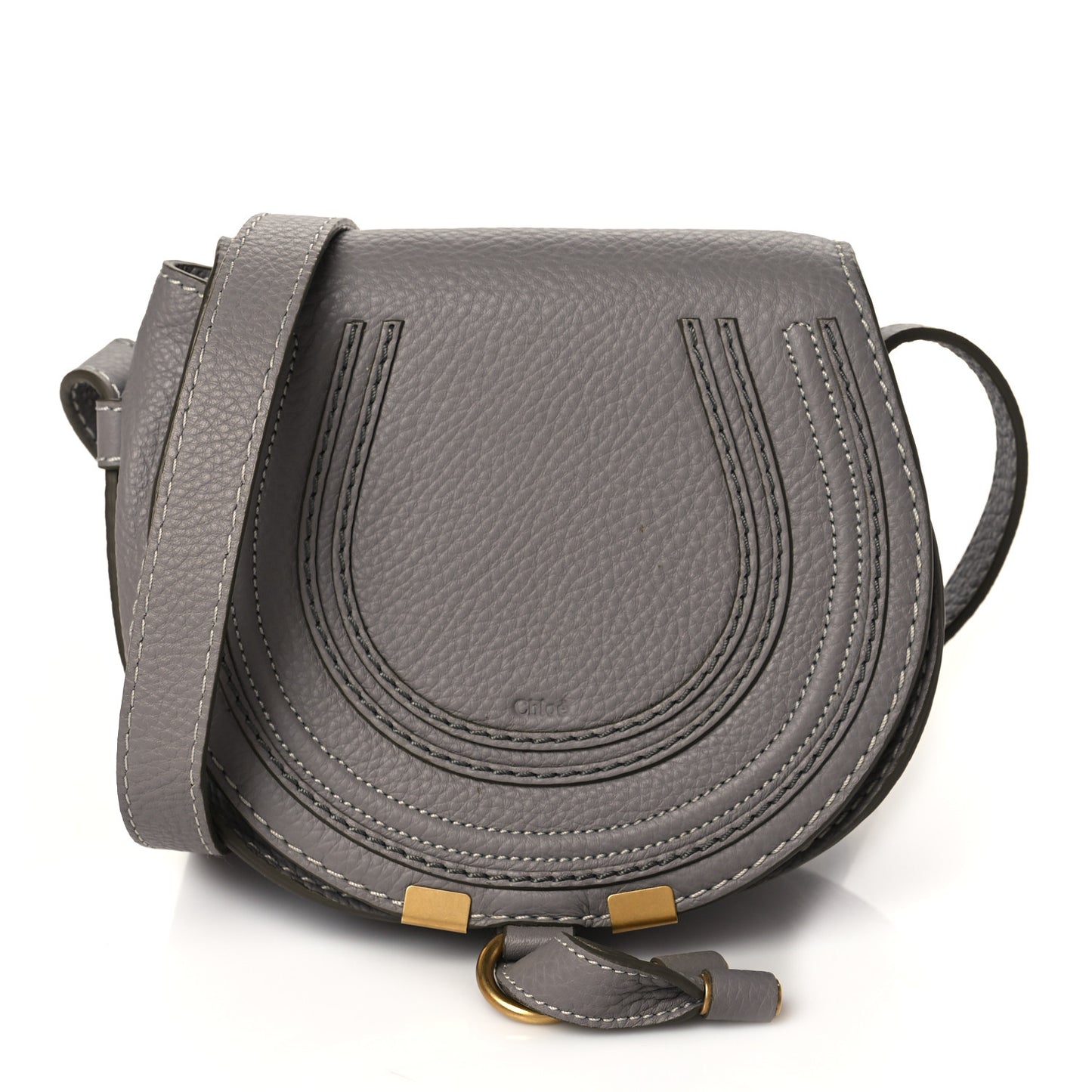 Calfskin Mini Marcie Round Crossbody Bag Cashmere Grey