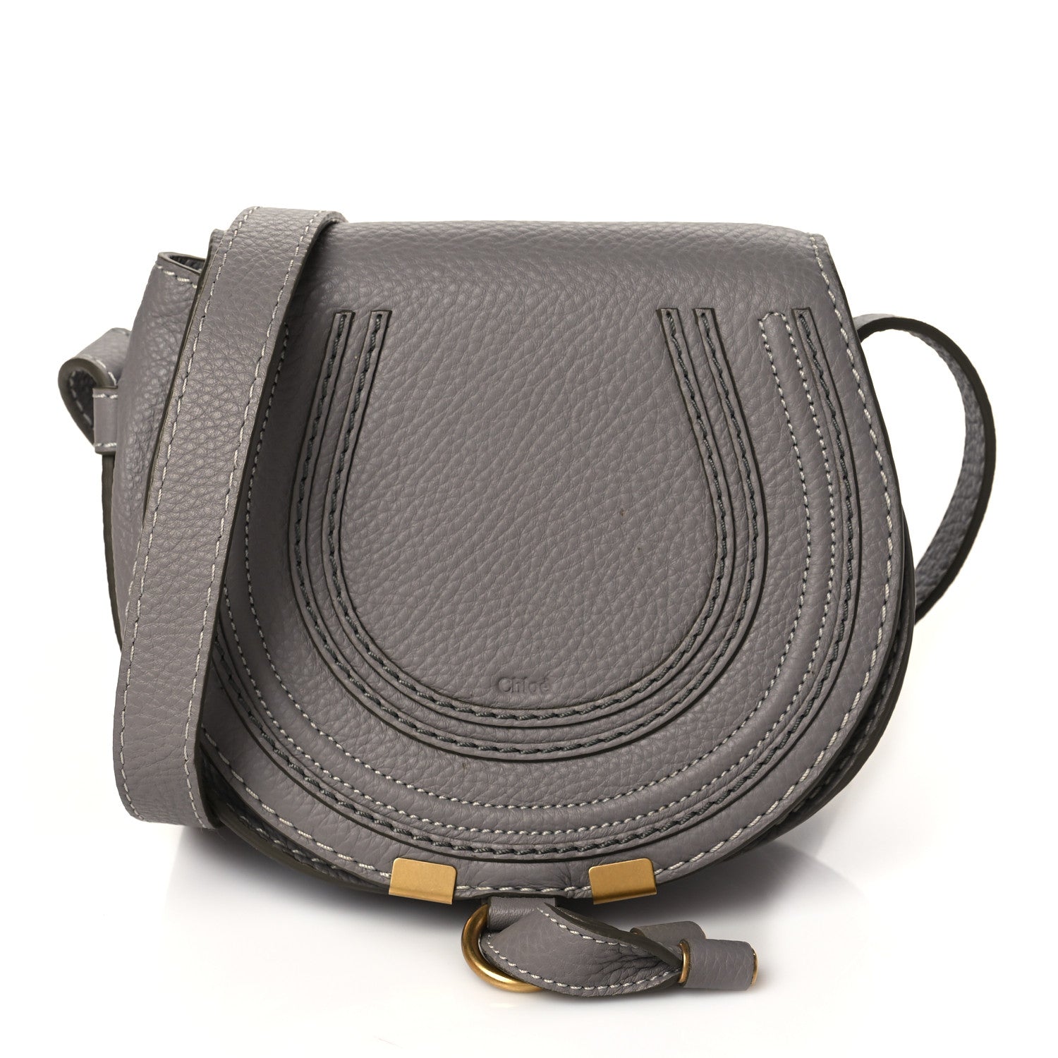 Chloe Calfskin Mini Marcie Round Crossbody Bag Cashmere Grey 2 of 11
