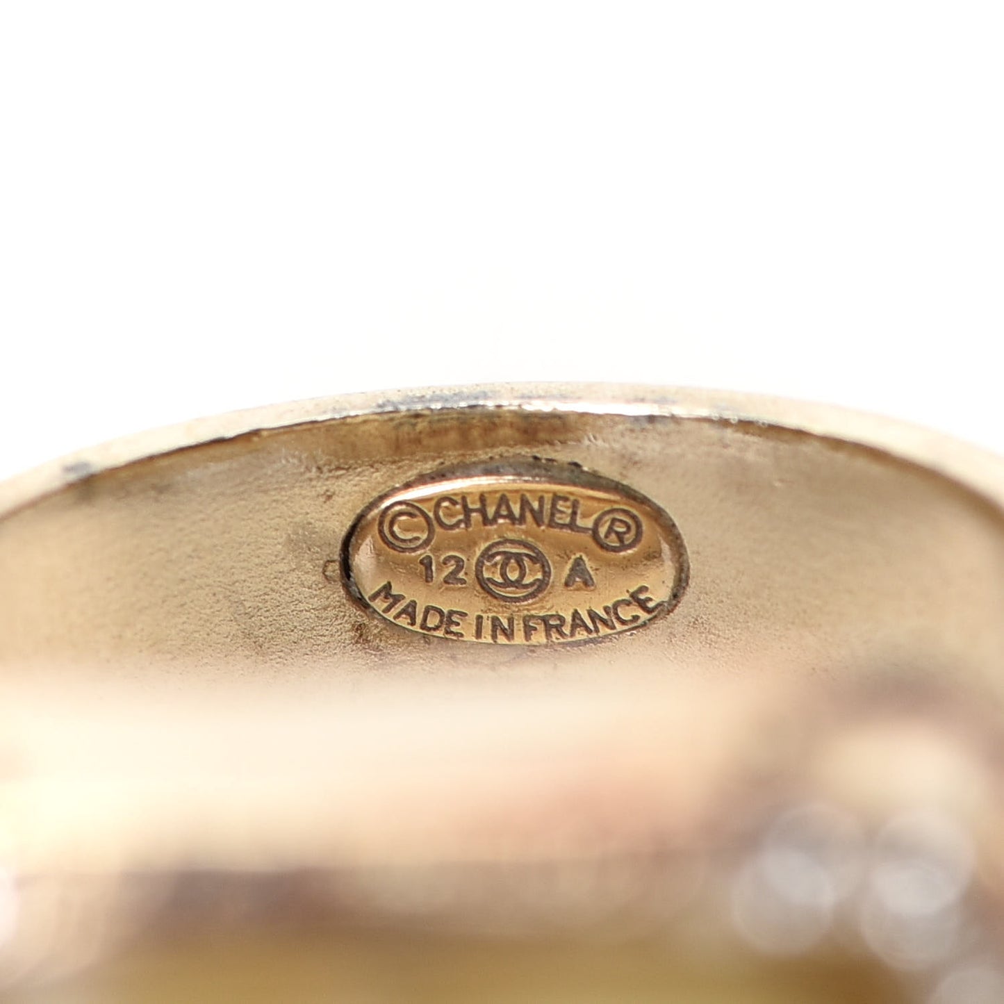 Gripoix Crystal CC Ring 5.25 Gold