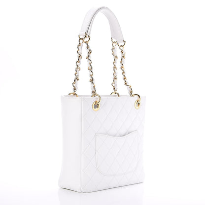 Chanel Caviar Petit Shopping Tote PST White 3 of 7