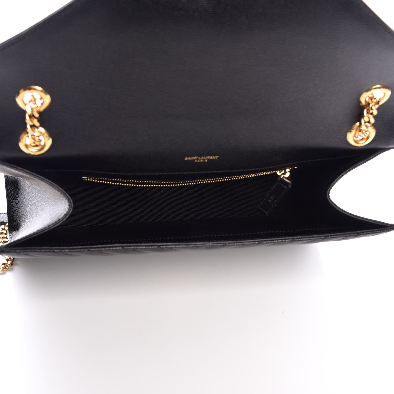 Saint Laurent Grain De Poudre Matelasse Chevron Large Monogram Satchel Black 5 of 9