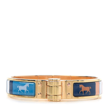 Hermes Enamel Printed Narrow Charniere Couvertures Nouvelles Hinged Bracelet S 1 of 6