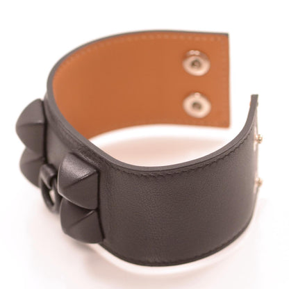 Hermes Leather Collier de Chien Shadow Bracelet Black 4 of 6