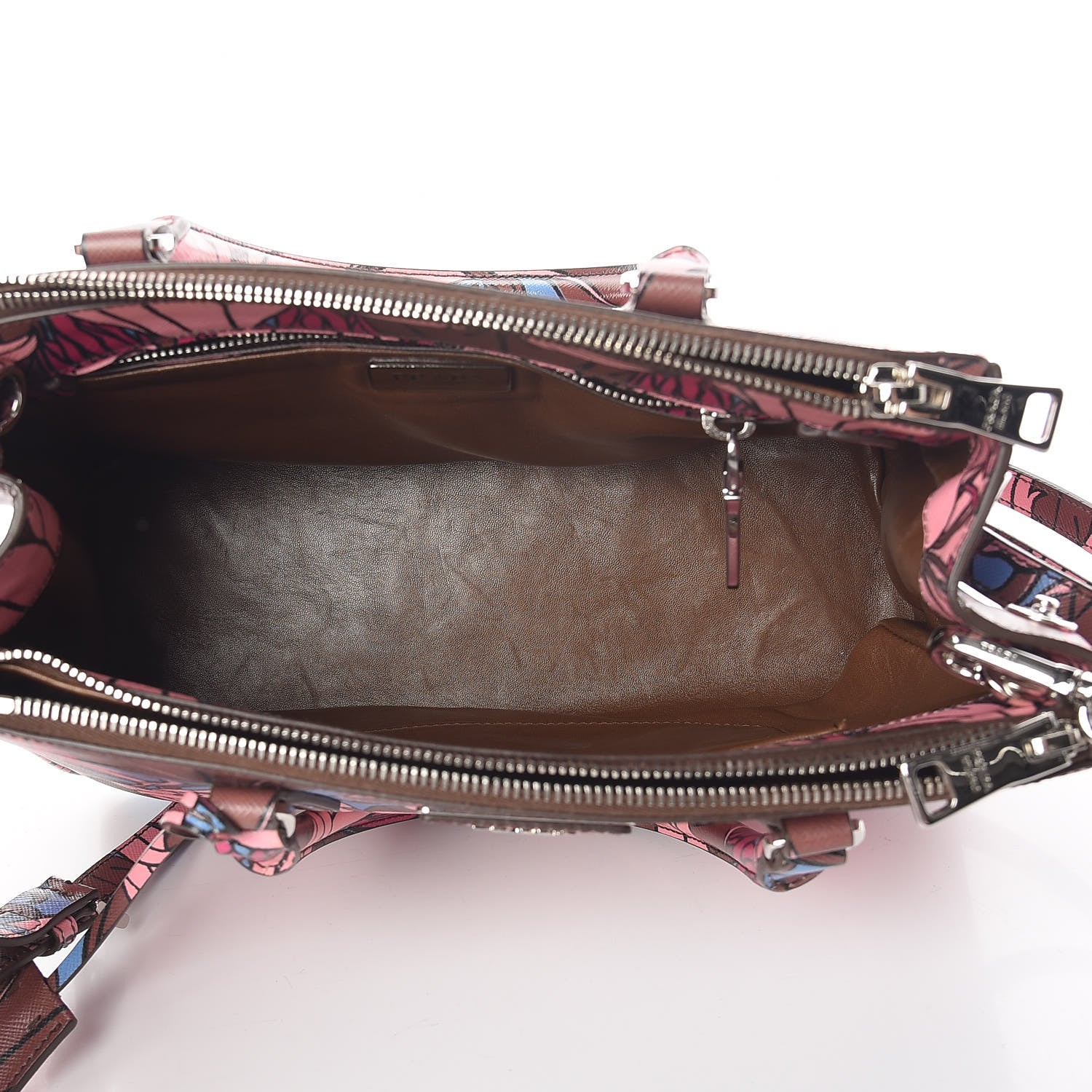 Prada Saffiano Floral Print Small Galleria Double Zip Tote Cotto 6 of 12