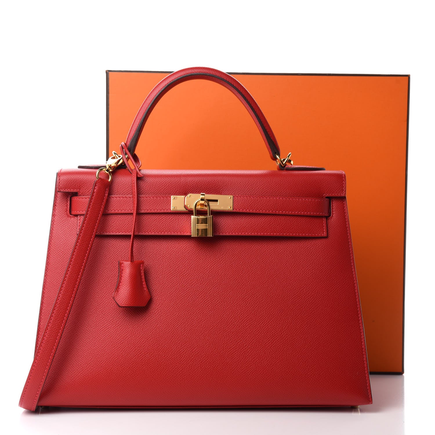 Hermes Epsom Kelly Sellier 32 Rouge Casaque 11 of 11