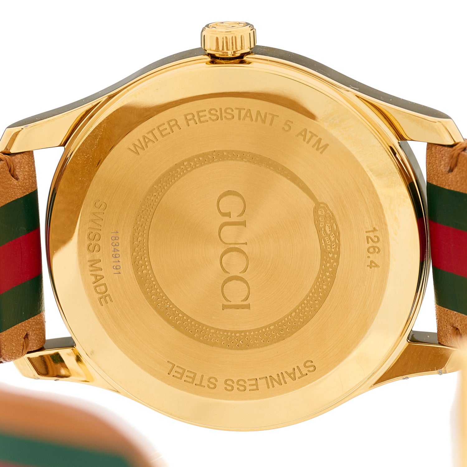Gucci Stainless Steel Calfskin 38mm G-Timeless Stripe Web Quartz Watch Brown 3 of 4