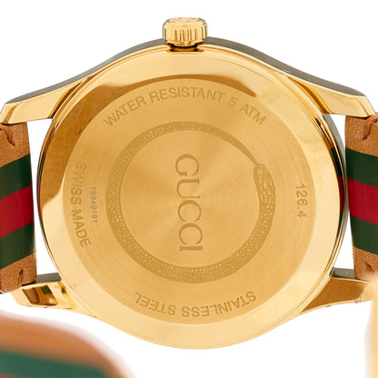 Gucci Stainless Steel Calfskin 38mm G-Timeless Stripe Web Quartz Watch Brown 3 of 4