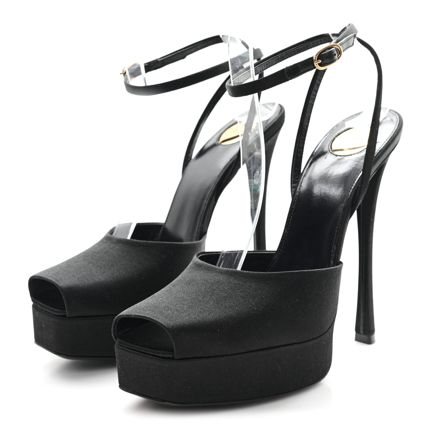 Crepe Satin Liberat Platform Sandals 38.5 Black