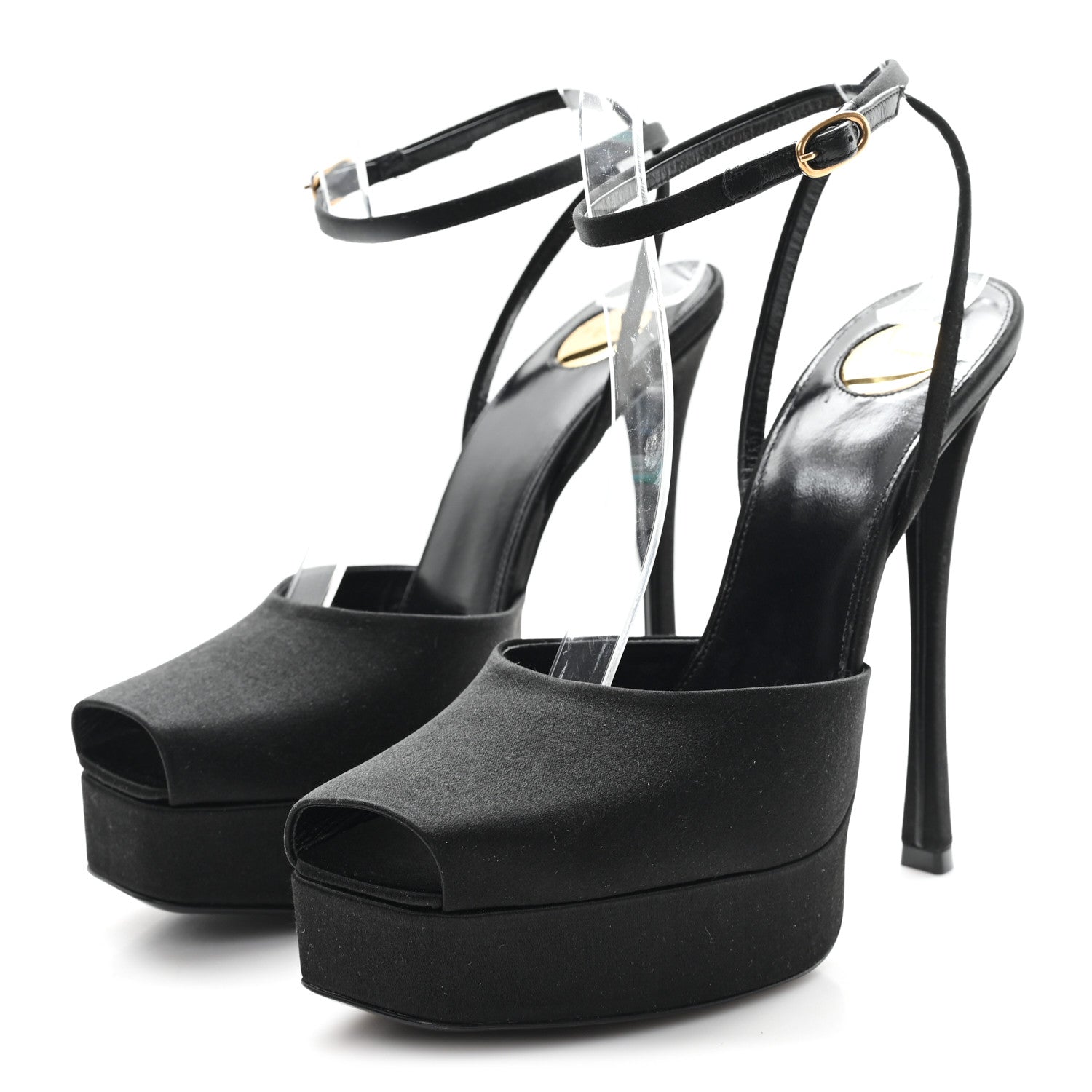 Saint Laurent Crepe Satin Liberat Platform Sandals 38.5 Black 4 of 8