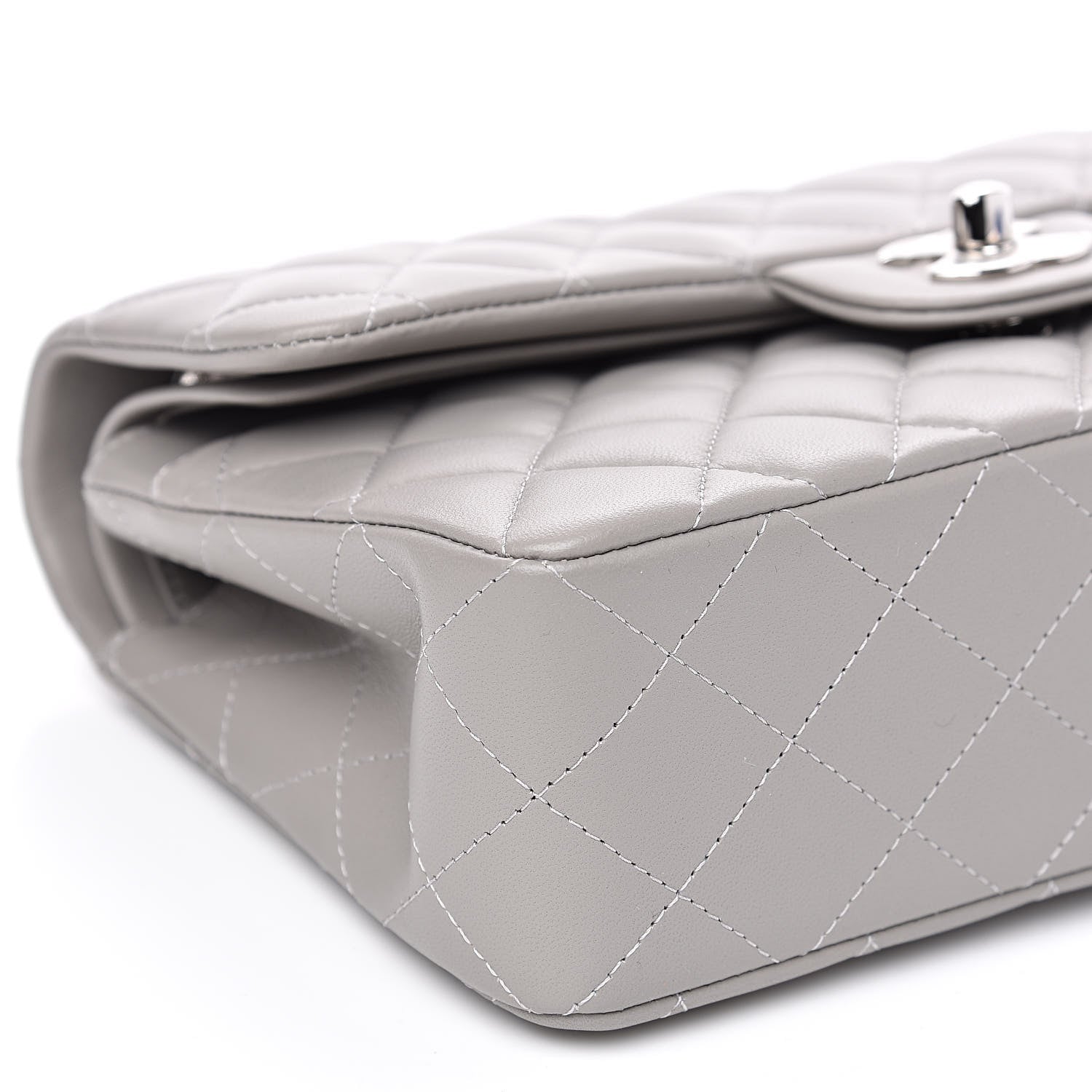 Chanel Lambskin Quilted Small Double Flap Grey 8 of 12