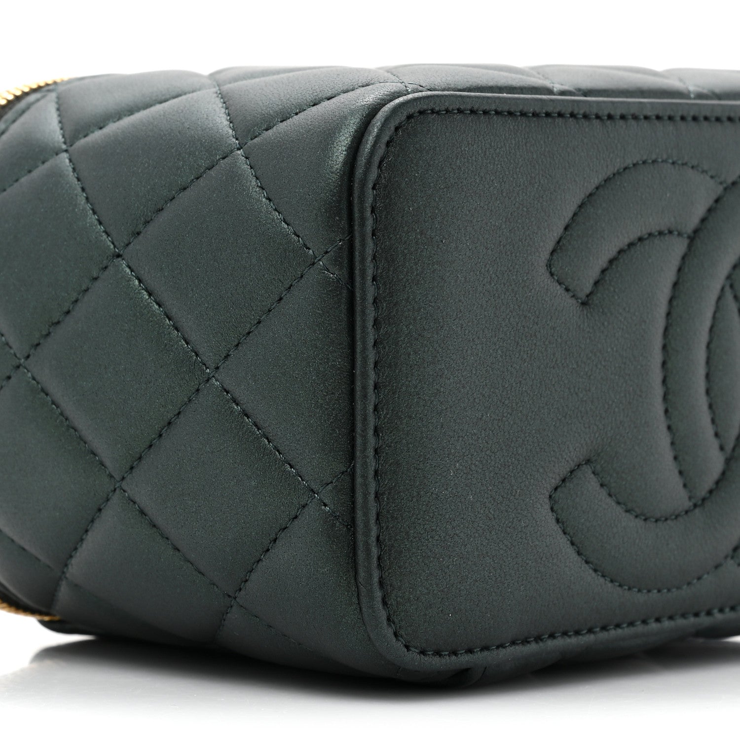 Chanel Iridescent Lambskin Quilted Small Top Handle Vanity Case With Chain Green 9 of 11