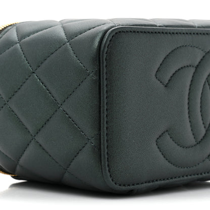 Chanel Iridescent Lambskin Quilted Small Top Handle Vanity Case With Chain Green 9 of 11
