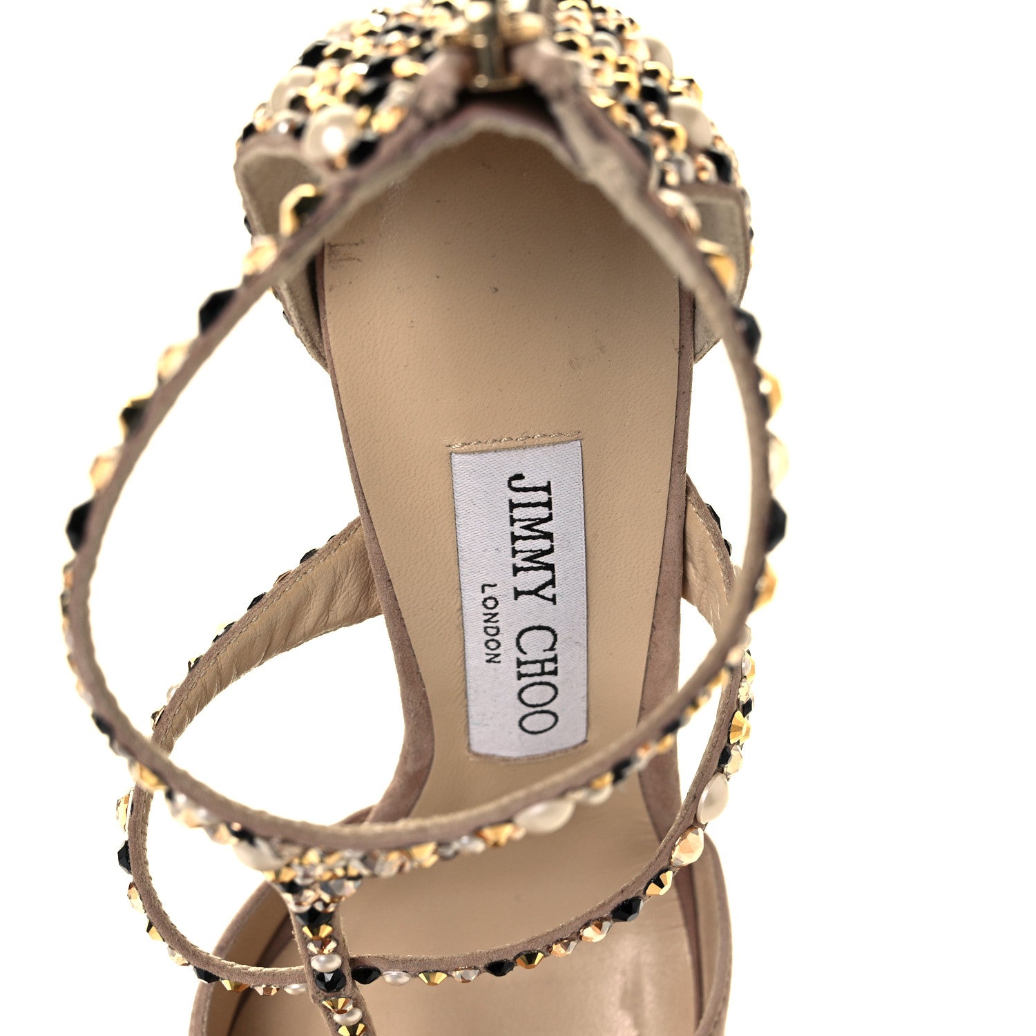 Jimmy Choo Embellished Suede Saoni 100 Pumps 37.5 Beige 13 of 14