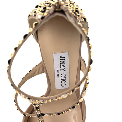 Jimmy Choo Embellished Suede Saoni 100 Pumps 37.5 Beige 13 of 14