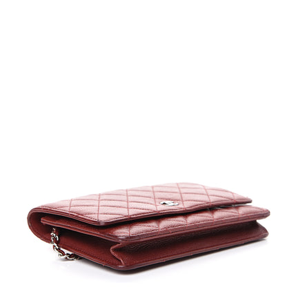 Chanel Caviar Quilted Wallet On Chain WOC Dark Red 3 of 12