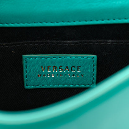 Versace Patent Medusa Safety Pin Embellished Shoulder Bag Turquoise 6 of 8