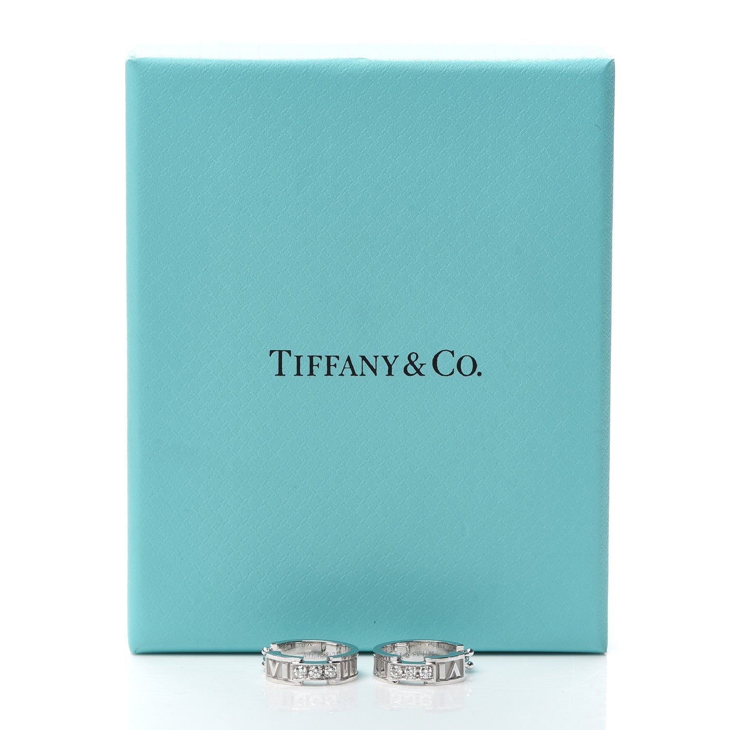 Tiffany 18K White Gold Diamond Atlas Hoop Earrings 5 of 5