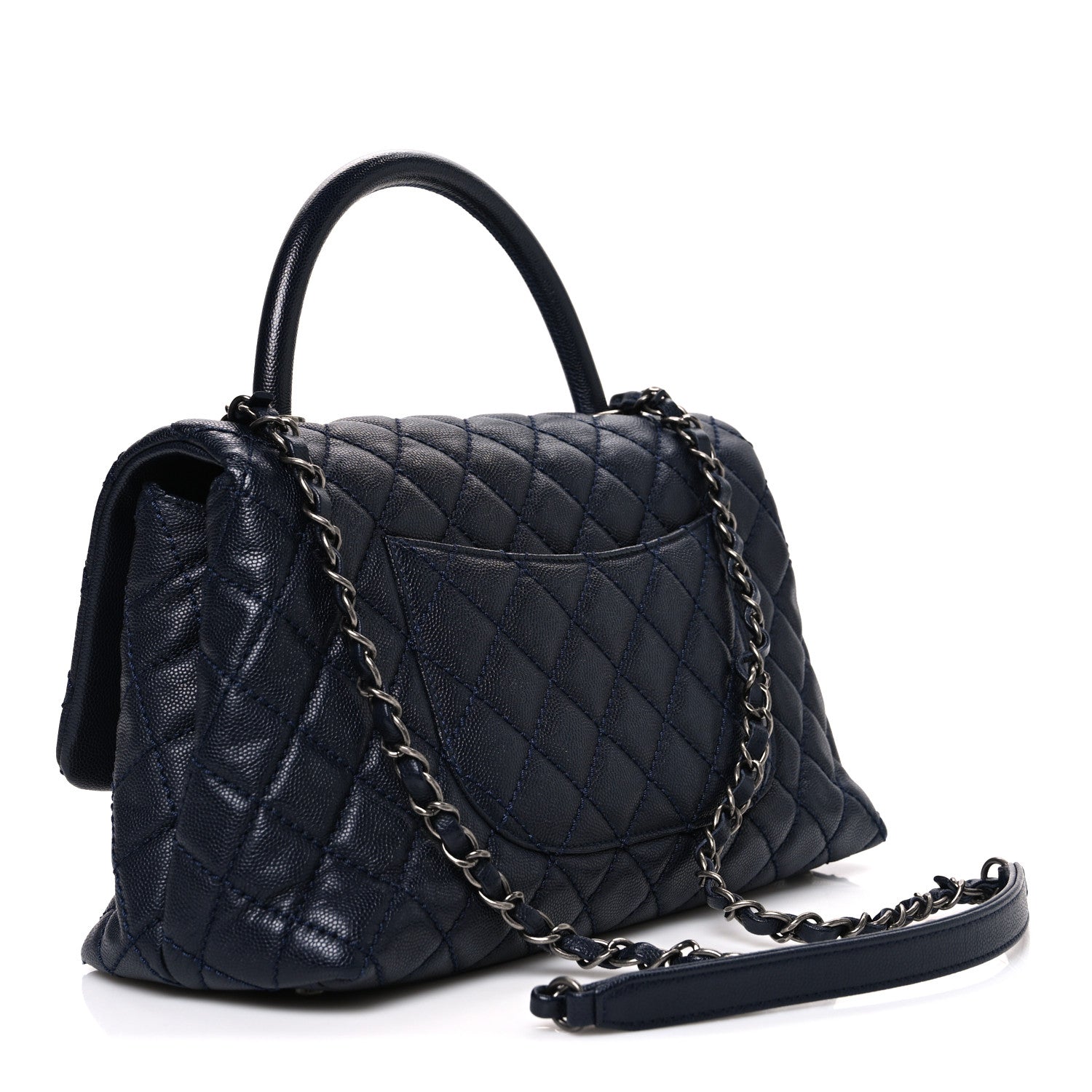 Chanel Caviar Quilted Small Coco Handle Flap Navy 3 of 10