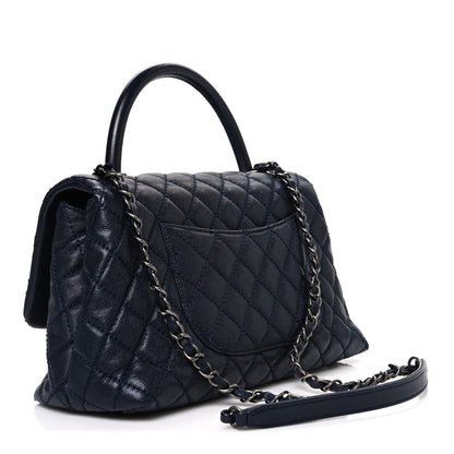 Chanel Caviar Quilted Small Coco Handle Flap Navy 3 of 10