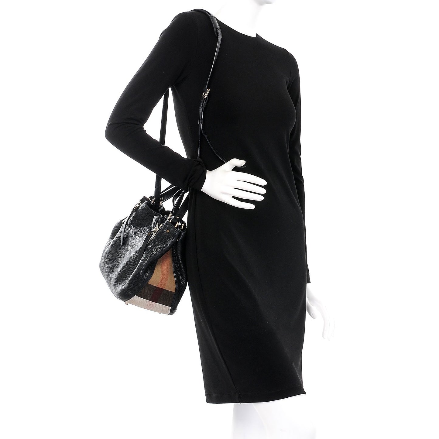 Grainy Calfskin House Check Small Maidstone Black